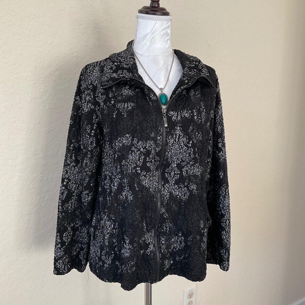 Y2K JM Collection Popcorn Jacket Bubble Scrunch Zip Geometric Futuristic